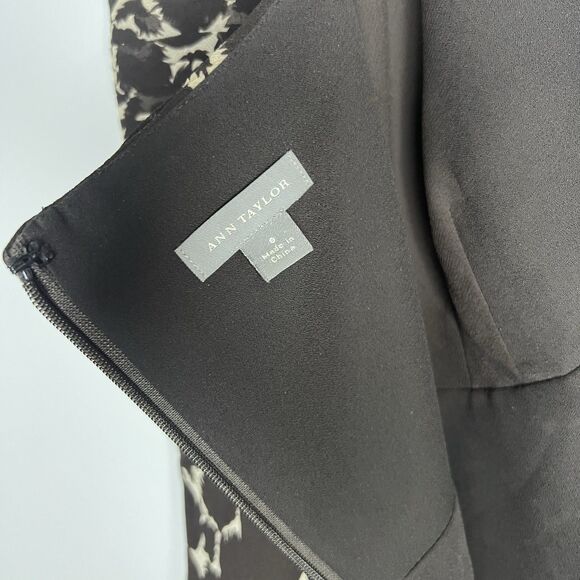 Ann Taylor Silk Dress Womens Size 8 Brown Cream Giraffe Animal Safari Cheetah - Picture 5 of 6